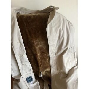 Men's JC Penny Size 42 BeigeTrench Coat with Faux Fur Brown Lining